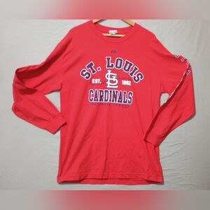 Majestic St Louis Cardinals T Shirt Long Sleeve Red Mens Size L Casual Sports